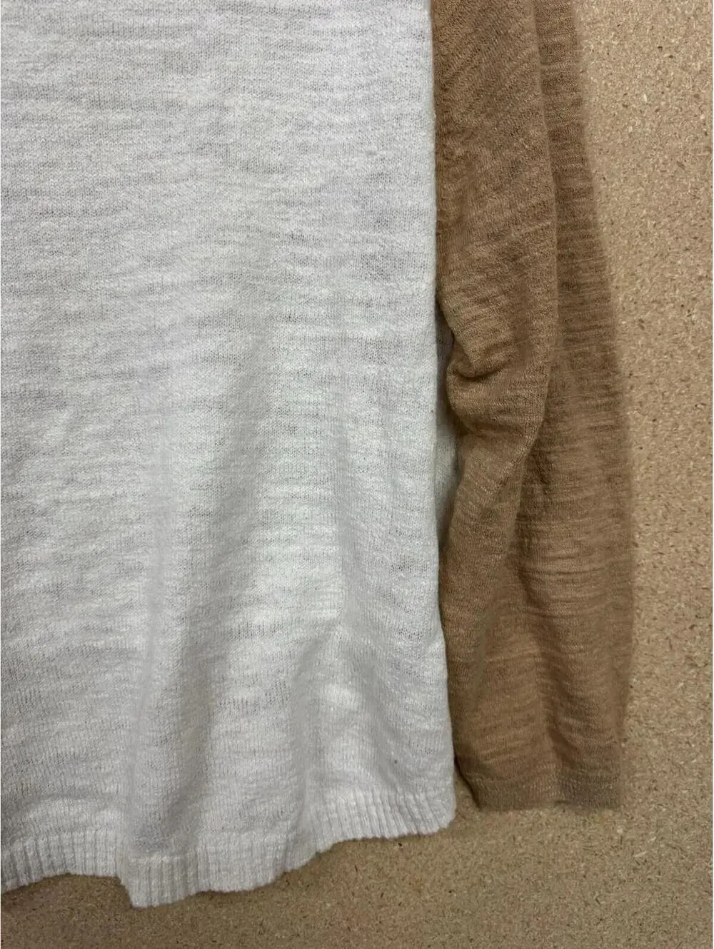 (RFB3) J Crew Womens XXL Sweater Cream Tan Colorblock Raglan Lightweight Knit